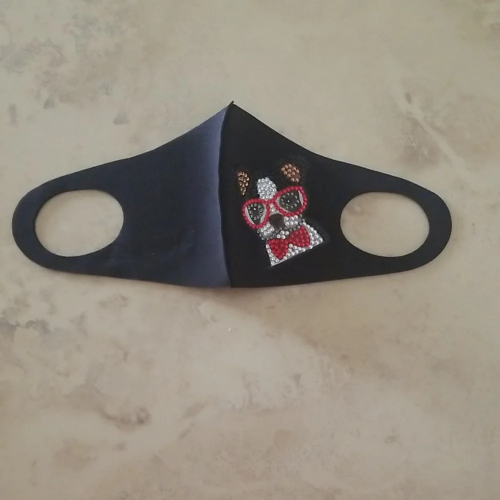 Boston Terrior Jeweled Facemask nwot